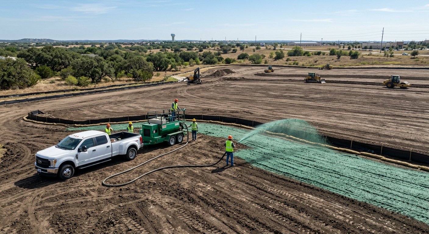 Soil Stabilization in Kyle, TX at a professional construction site